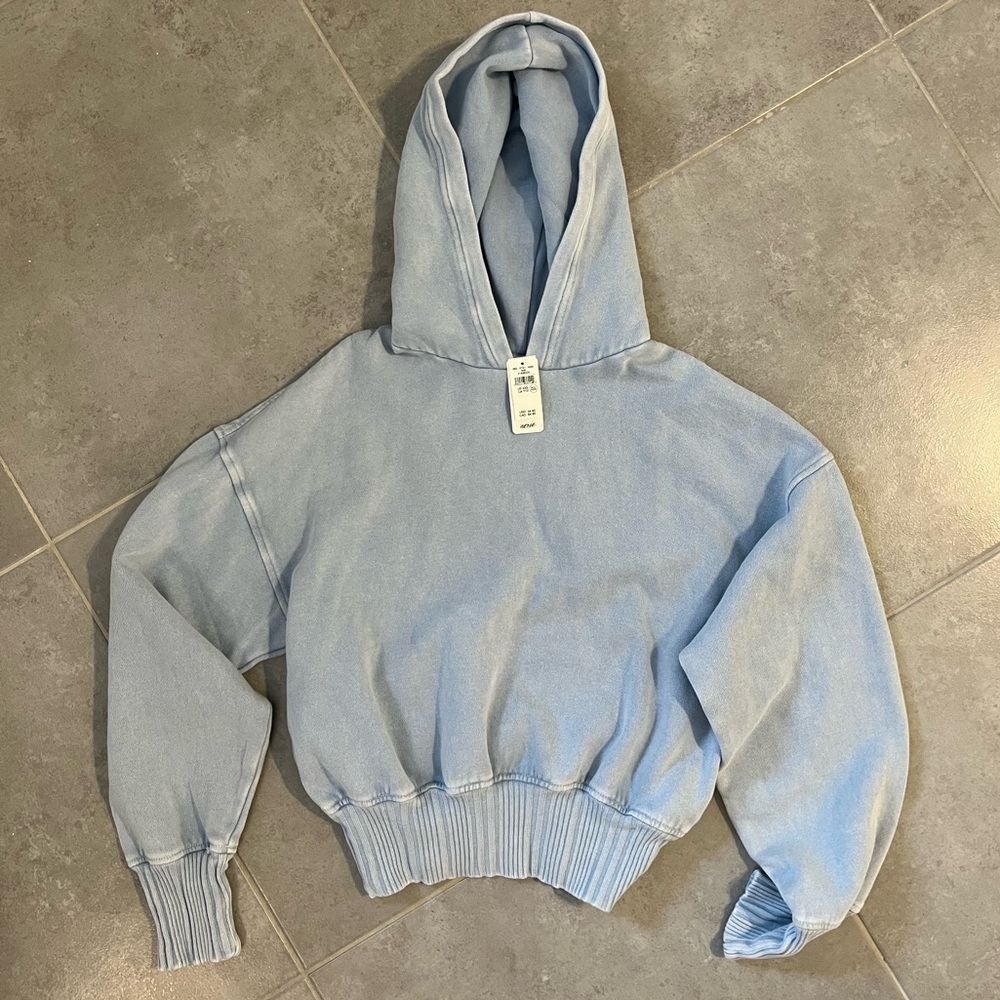 XXS Aerie Cropped Light Blue Women's Hoodie NWT